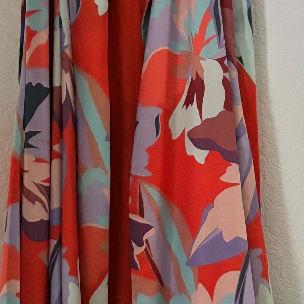 Hutch Red and Multicolor Floral Maxi Skirt